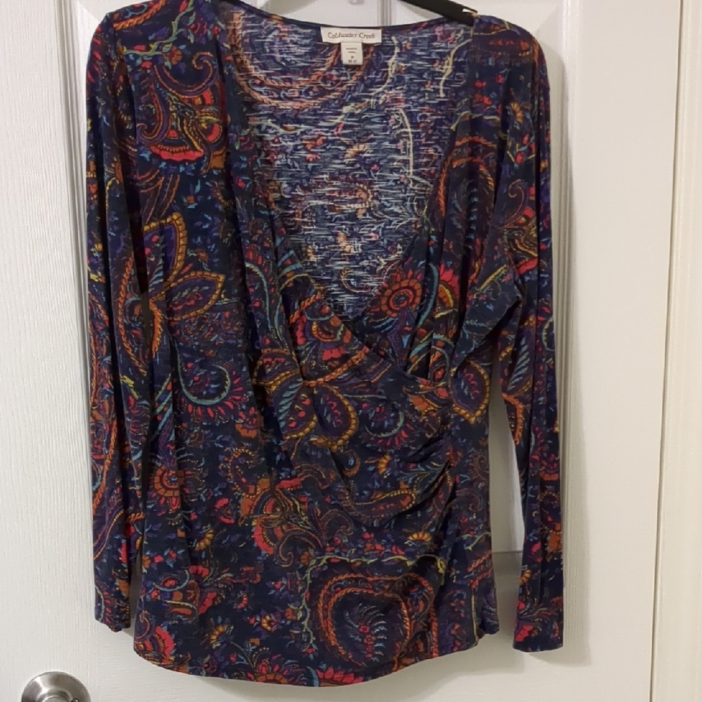 Coldwater Creek Women's Paisley Long Sleeve Blouse - Multicolor